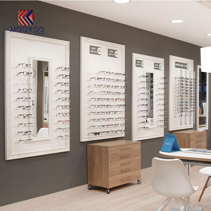 Custom Glasses Shop Interior Decoration Counter Design And Display Showcase