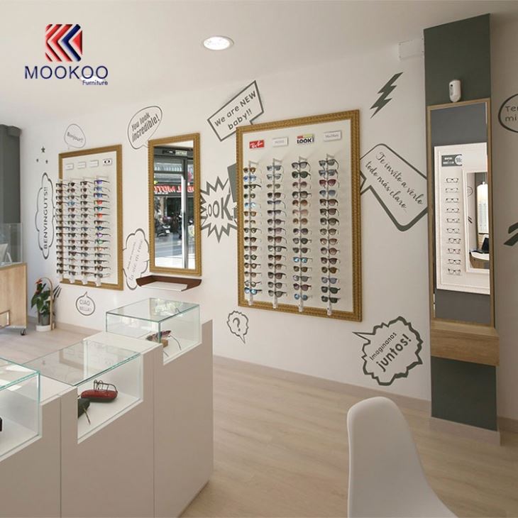Custom Glasses Shop Interior Decoration Counter Design And Display Showcase